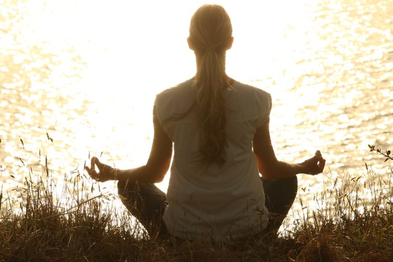 A woman doing meditation