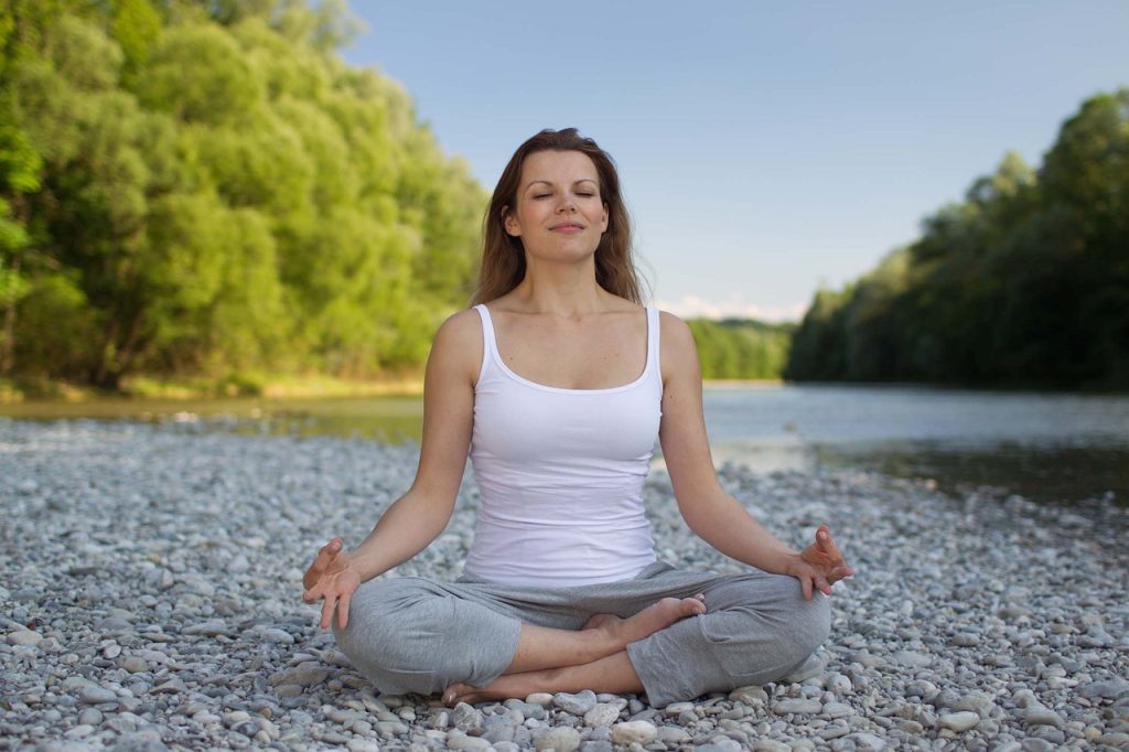 a girl doing meditation